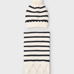 Komplet czapka i szalik dla dziewczynki kremowy – 10 (140cm)