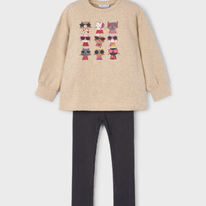 Komplet dla dziewczynki bluza i leginsy ołowiany – 3 (98cm)