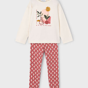 Komplet leginsy z koszulką czerwono-pomarańczowy