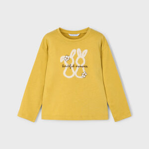 Koszulka dziewczęca długi rękaw musztarda