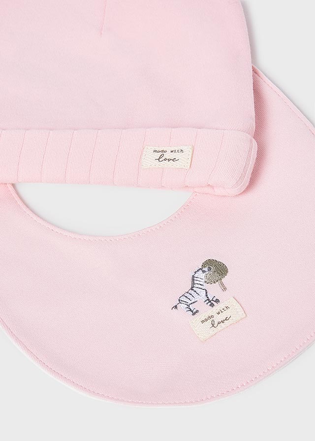Pajacyk , czapka i śliniak dla niemowlęcia różowy