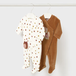 Pajacyk dla dziewczynki welurowy 2 pack ceglany