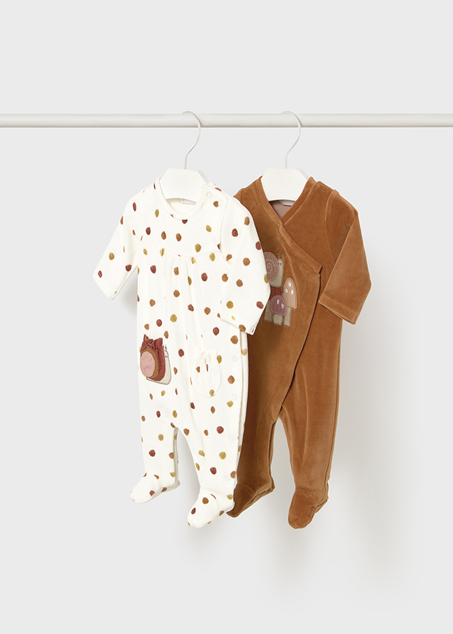 Pajacyk dla dziewczynki welurowy 2 pack ceglany