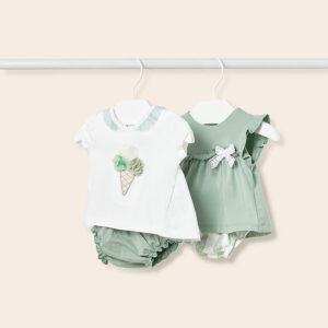 Komplet 4-pack dla dziewczynki szałwia – 6-9 M (75 cm)