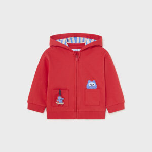 Bluza chłopięca na suwak z kapturem czerwona – 12 M (80 cm)
