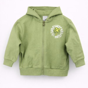 Bluza chłopięca rozsuwana z kapturem oliwkowa – 12 M (80 cm)