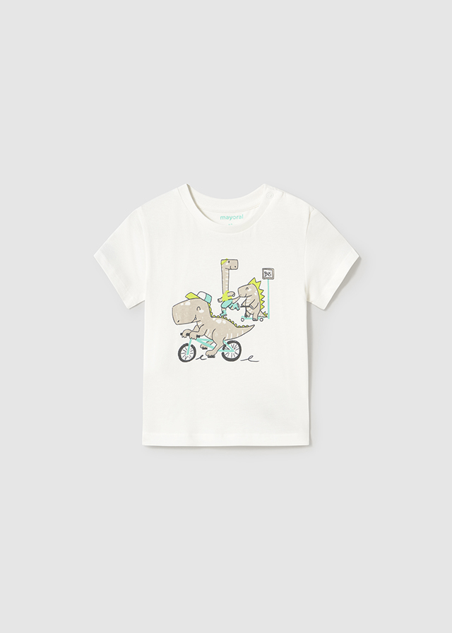 Koszulka chłopięca krótki rękaw kremowa – 12 M (80 cm)