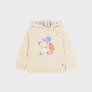 Bluza chłopięca typu pulower z kapturem beżowa – 12 M (80 cm)
