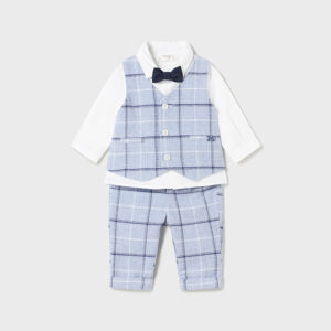 Komplet dla chłopca koszula ze spodniami niebieski – 6-9 M (75 cm)