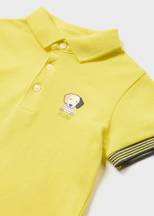Koszulka polo chłopięca krótki rękaw cytrynowa – 12 M (80 cm)