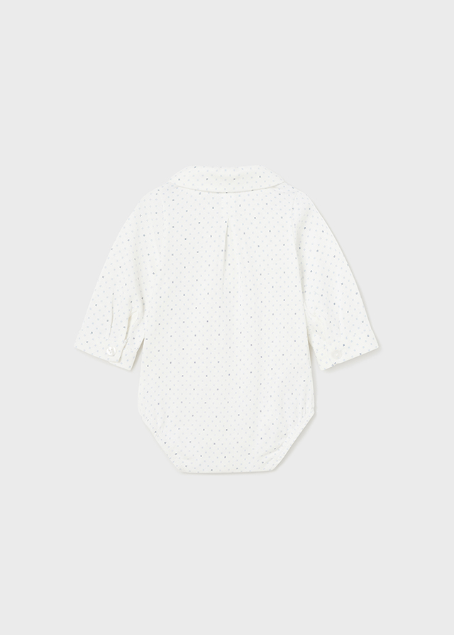 Koszulo-body chłopięce długi rękaw kremowe z nadrukiem – 2-4 M (65 cm)