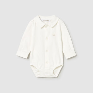 Koszulo-body chłopięce długi rękaw kremowe – 2-4 M (65 cm)