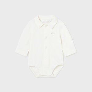 Koszulo-body chłopięce długi rękaw kremowe – 2-4 M (65 cm)