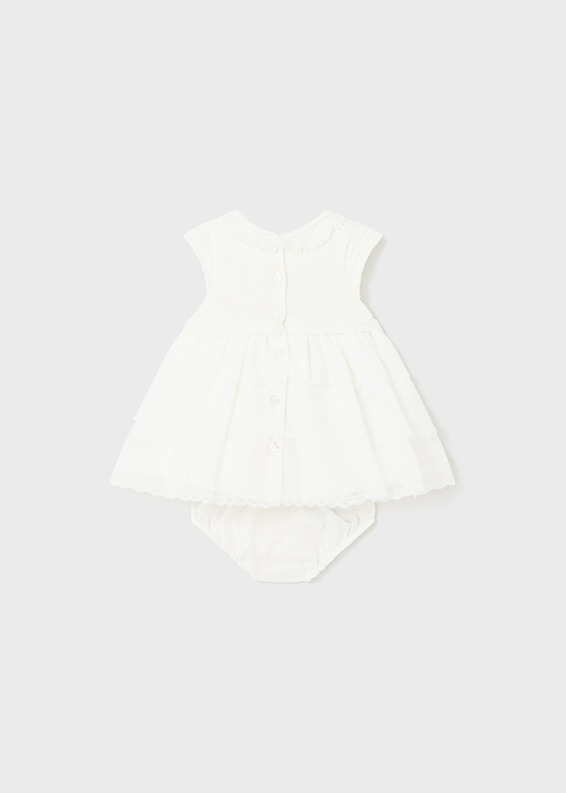 Sukienka dla dziewczynki łączona kremowa – 4-6 M (70 cm)