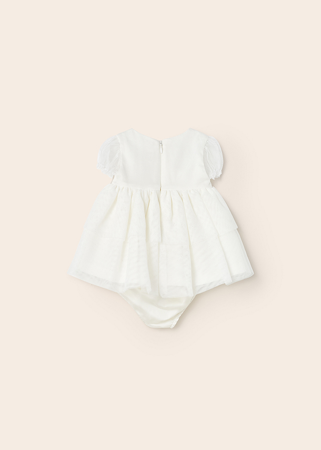 Sukienka dla dziewczynki tiulowa kremowa – 4-6 M (70 cm)