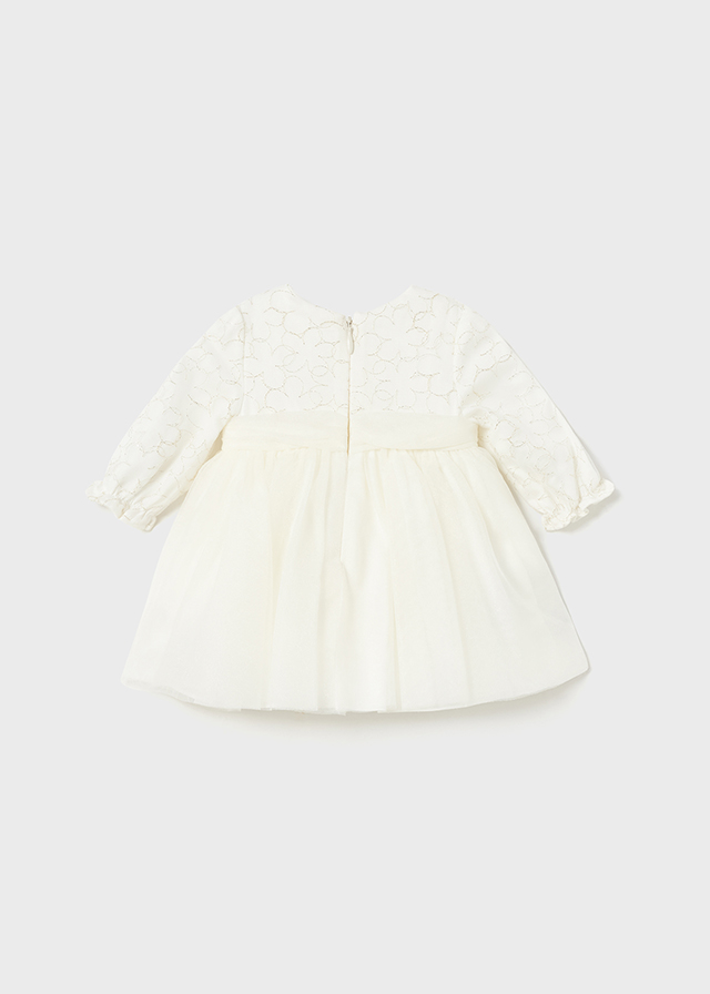 Sukienka dla dziewczynki tiulowa kremowa – 6-9 M (75 cm)