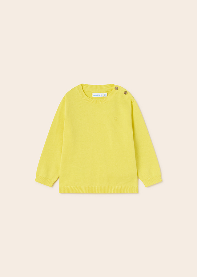 Sweter chłopięcy z lamówką cytrynowy – 12 M (80 cm)