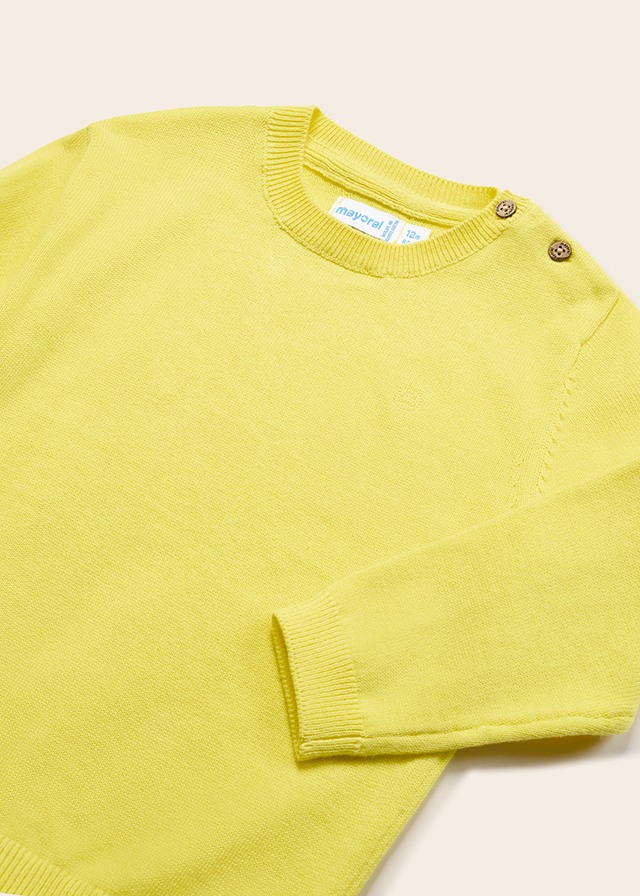 Sweter chłopięcy z lamówką cytrynowy – 12 M (80 cm)