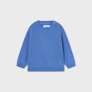 Sweter chłopięcy z lamówką niebieski – 12 M (80 cm)