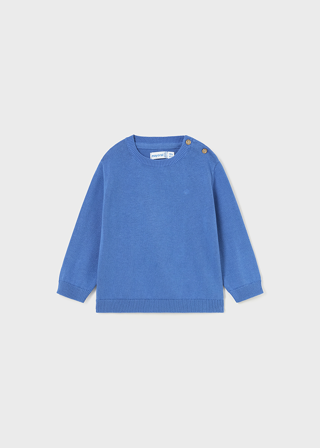 Sweter chłopięcy z lamówką niebieski – 12 M (80 cm)