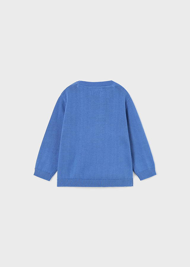 Sweter chłopięcy z lamówką niebieski – 12 M (80 cm)