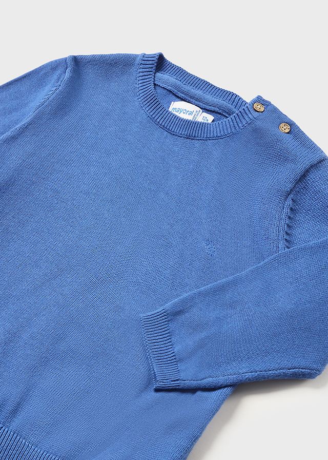 Sweter chłopięcy z lamówką niebieski – 12 M (80 cm)
