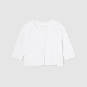 Sweter dla dziewczynki rozpinany  biały – 2-4 M (65 cm)