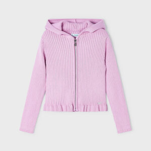 Sweter dla dziewczynki rozsuwany z kapturem malwa – 3 (98cm)