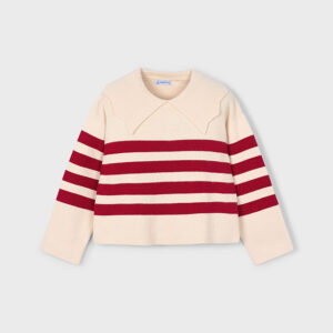 Sweter dla dziewczynki w paski czerwone – 3 (98cm)