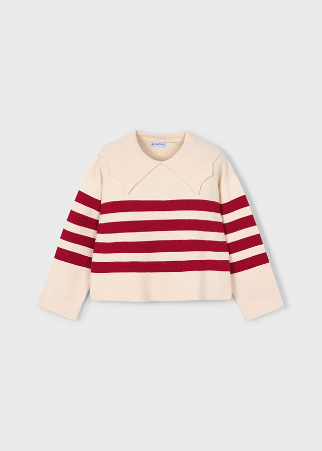 Sweter dla dziewczynki w paski czerwone – 3 (98cm)