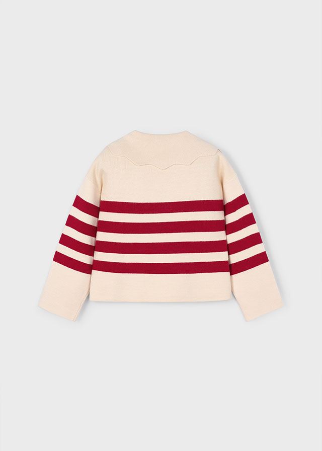 Sweter dla dziewczynki w paski czerwone – 3 (98cm)