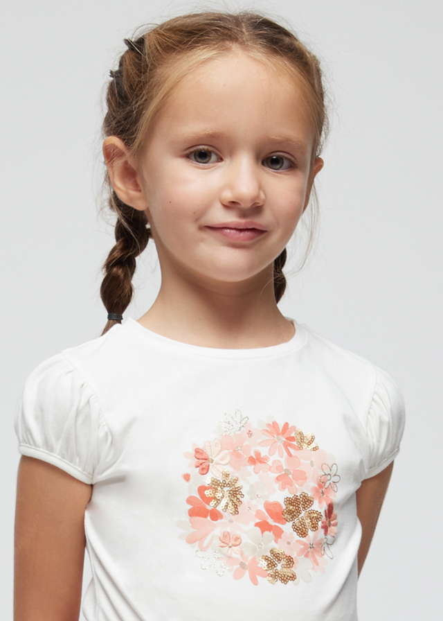 Komplet dla dziewczynki spódnica +koszulka kremowa – 8 (128cm)