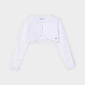 Sweter dla dziewczynki typu bolerko białe – 3 (98cm)