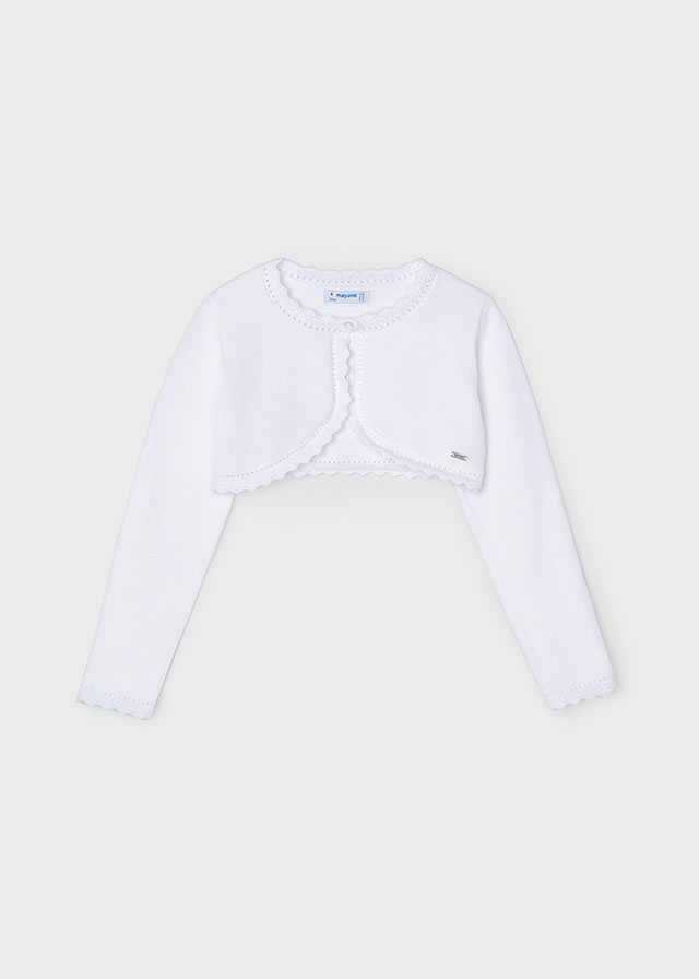 Sweter dla dziewczynki typu bolerko białe – 3 (98cm)