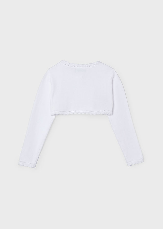 Sweter dla dziewczynki typu bolerko białe – 3 (98cm)