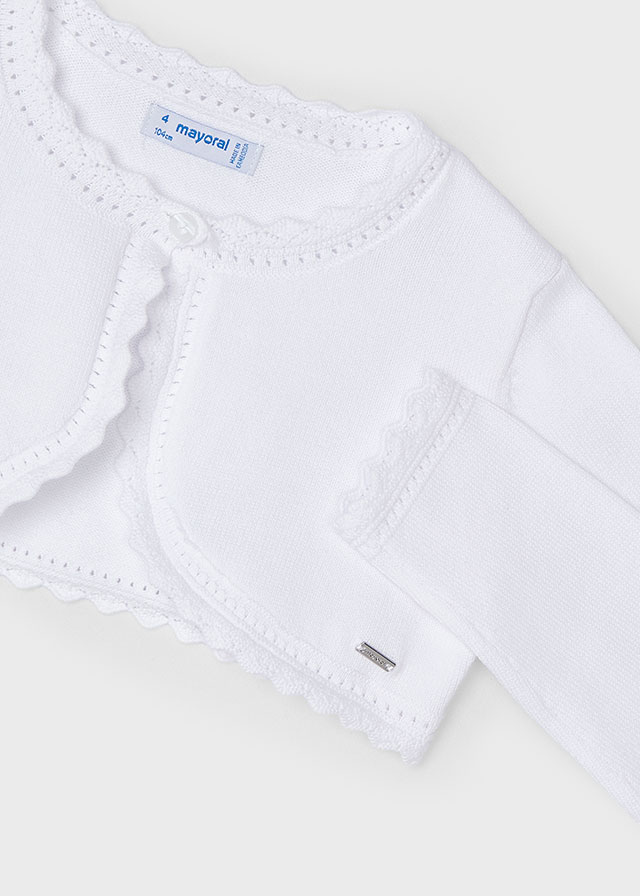 Sweter dla dziewczynki typu bolerko białe – 3 (98cm)