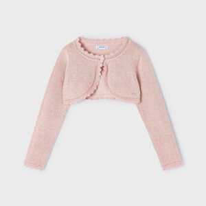 Sweter dla dziewczynki typu bolerko nude – 5 (110cm)