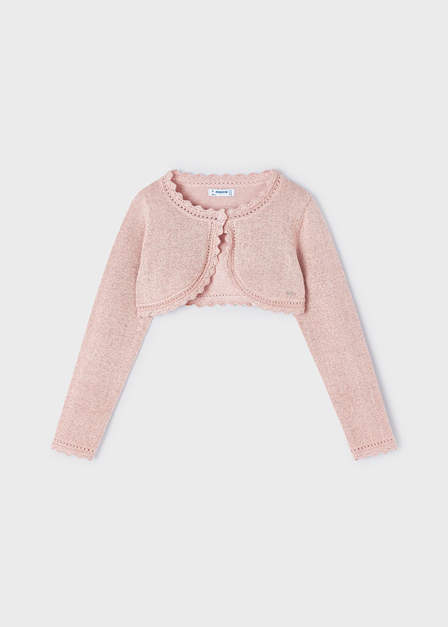 Sweter dla dziewczynki typu bolerko nude – 5 (110cm)