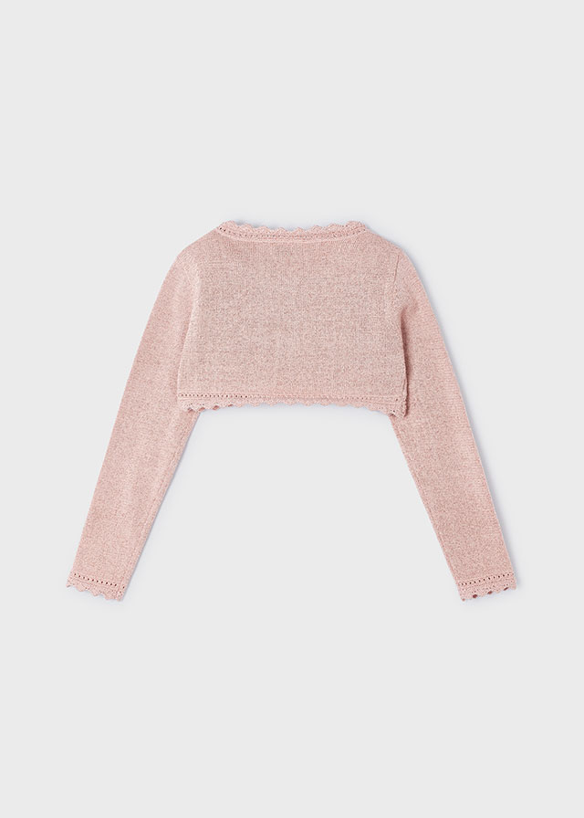 Sweter dla dziewczynki typu bolerko nude – 5 (110cm)