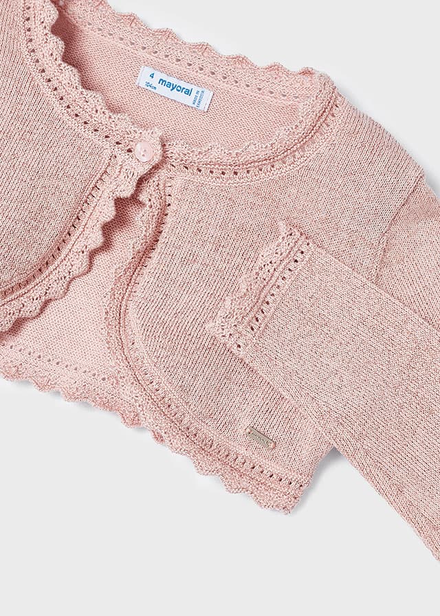 Sweter dla dziewczynki typu bolerko nude – 5 (110cm)
