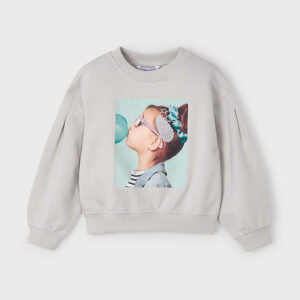 Bluza dla dziewczynki ze spinką szara – 3 (98cm)