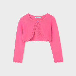 Sweter dla dziewczynki typu bolerko fuksja – 6 (116cm)